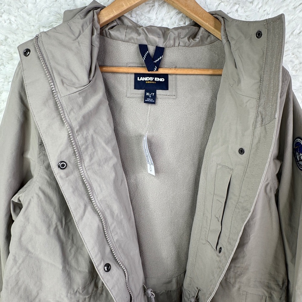 Lands End Squall Women's XL/T Tan Hooded Parka Jacket Waterproof Lined Preppy - Picture 4 of 11